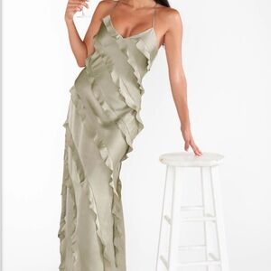 Show Me Your MuMu Sage Green Ruffle Maxi Dress